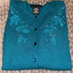 Apostrophe 3/4 Sleeve Button Down Cardigan. Mohair Blend. Size 16-18.